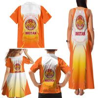 Bhutan Mandala Emblem Family Matching Tank Maxi Dress and Hawaiian Shirt with Monastic Orange and Spiritual Harmony