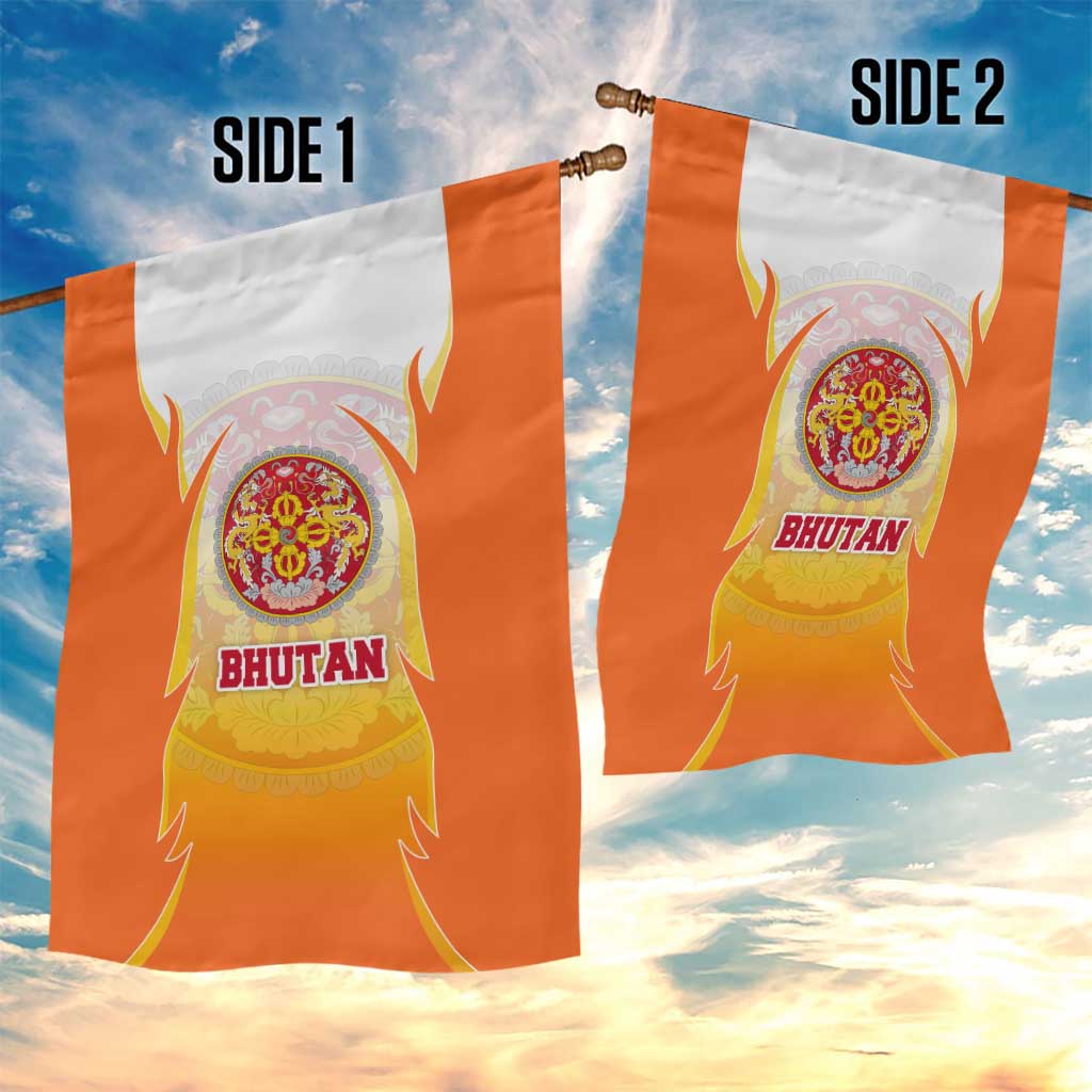 Bhutan Mandala Emblem Garden Flag with Monastic Orange and Spiritual Harmony