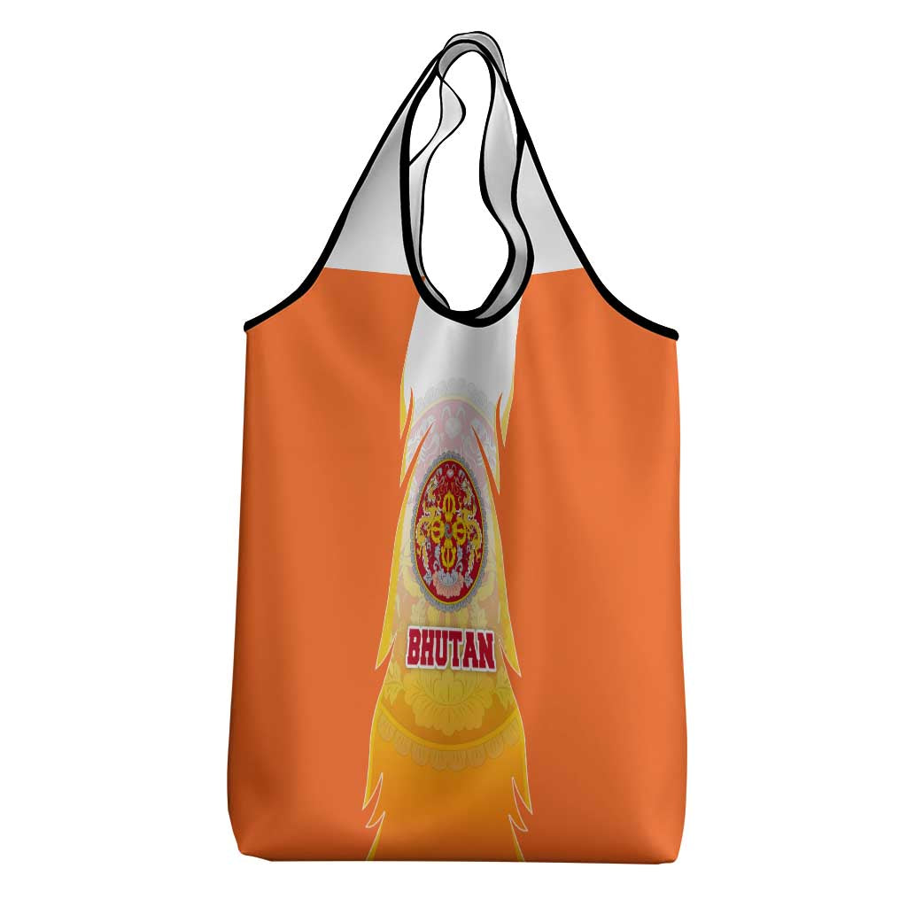 Bhutan Mandala Emblem Grocery Bag with Monastic Orange and Spiritual Harmony