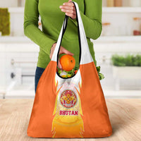 Bhutan Mandala Emblem Grocery Bag with Monastic Orange and Spiritual Harmony
