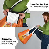 Bhutan Mandala Emblem Grocery Bag with Monastic Orange and Spiritual Harmony