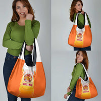 Bhutan Mandala Emblem Grocery Bag with Monastic Orange and Spiritual Harmony