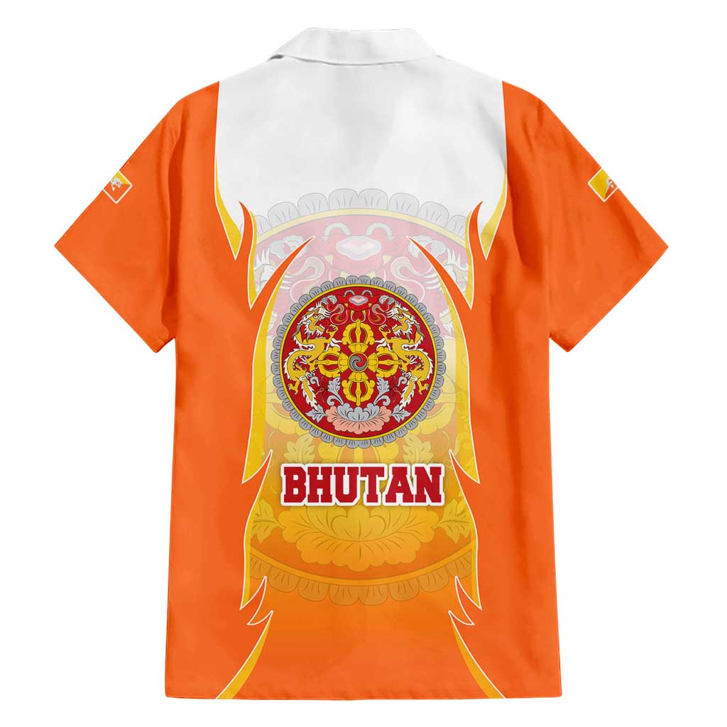 Bhutan Mandala Emblem Hawaiian Shirt with Monastic Orange and Spiritual Harmony