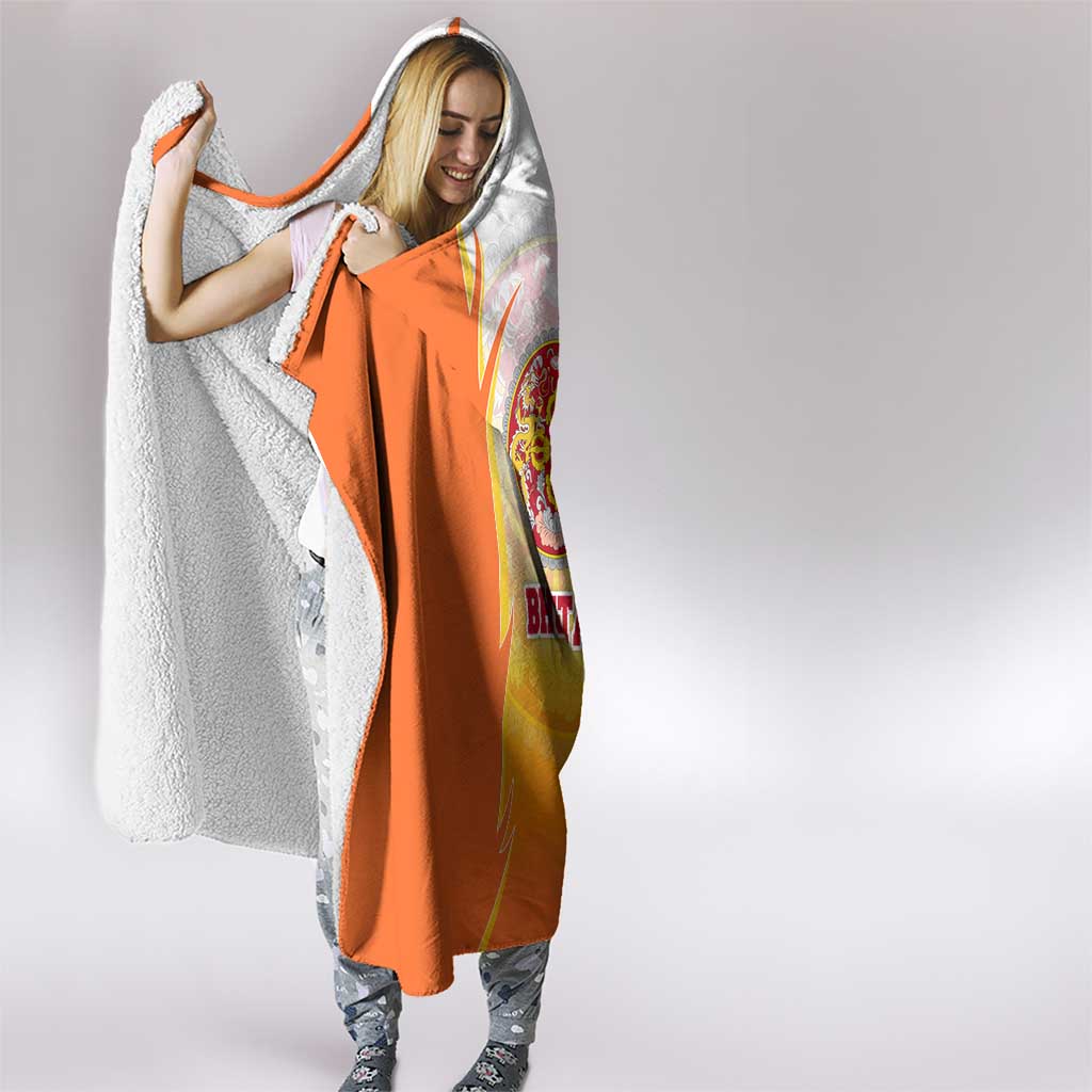 Bhutan Mandala Emblem Hooded Blanket with Monastic Orange and Spiritual Harmony