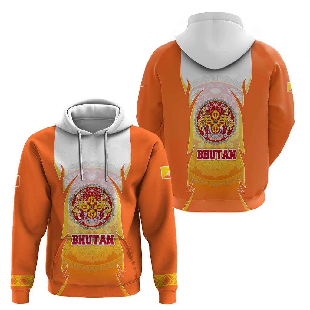 Bhutan Mandala Emblem Hoodie with Monastic Orange and Spiritual Harmony