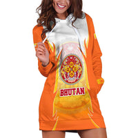 Bhutan Mandala Emblem Hoodie Dress with Monastic Orange and Spiritual Harmony