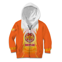 Bhutan Mandala Emblem Kid Hoodie with Monastic Orange and Spiritual Harmony
