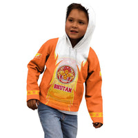 Bhutan Mandala Emblem Kid Hoodie with Monastic Orange and Spiritual Harmony