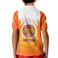Bhutan Mandala Emblem Kid Polo Shirt with Monastic Orange and Spiritual Harmony