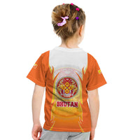 Bhutan Mandala Emblem Kid T Shirt with Monastic Orange and Spiritual Harmony