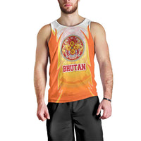 Bhutan Mandala Emblem Men Tank Top with Monastic Orange and Spiritual Harmony