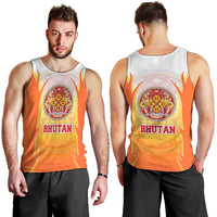 Bhutan Mandala Emblem Men Tank Top with Monastic Orange and Spiritual Harmony
