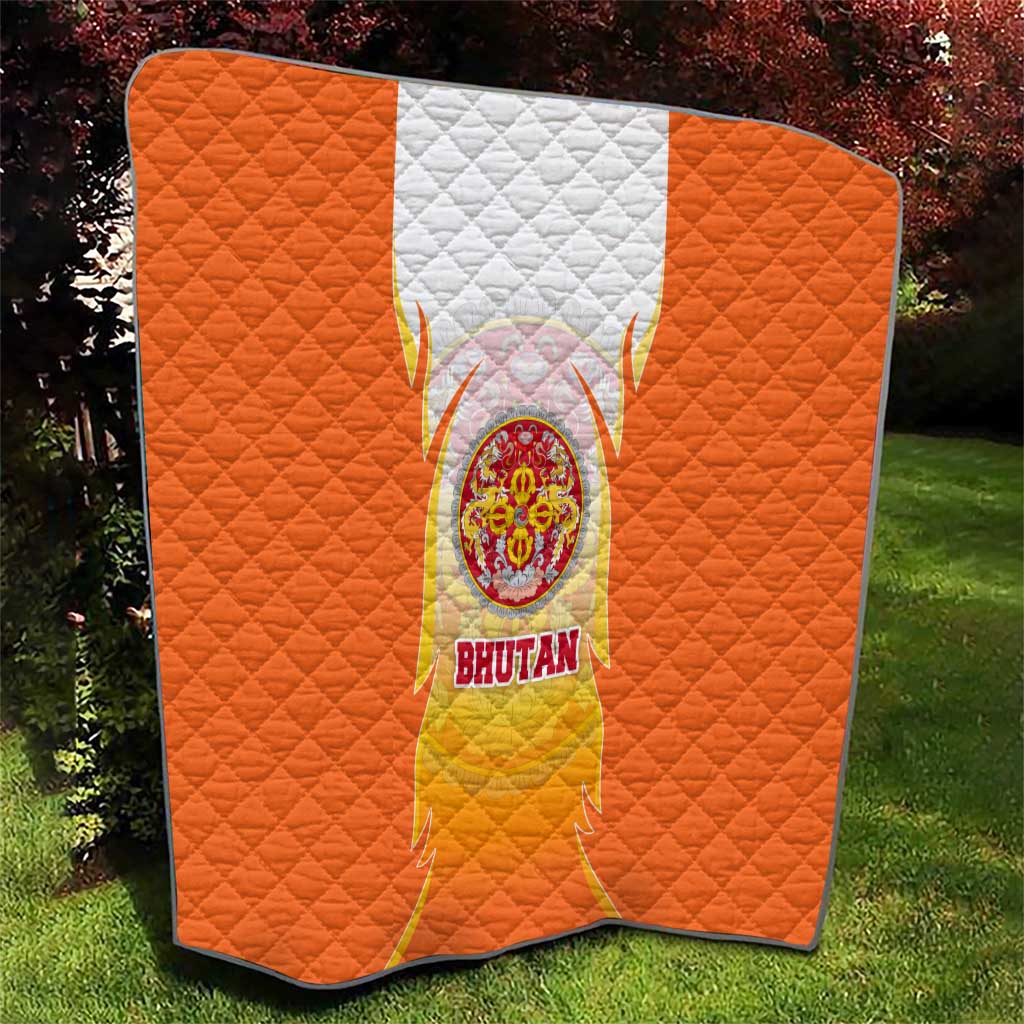 Bhutan Mandala Emblem Quilt with Monastic Orange and Spiritual Harmony