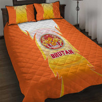 Bhutan Mandala Emblem Quilt Bed Set with Monastic Orange and Spiritual Harmony