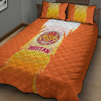 Bhutan Mandala Emblem Quilt Bed Set with Monastic Orange and Spiritual Harmony