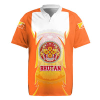 Bhutan Mandala Emblem Rugby Jersey with Monastic Orange and Spiritual Harmony