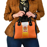 Bhutan Mandala Emblem Shoulder Handbag with Monastic Orange and Spiritual Harmony