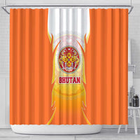 Bhutan Mandala Emblem Shower Curtain with Monastic Orange and Spiritual Harmony