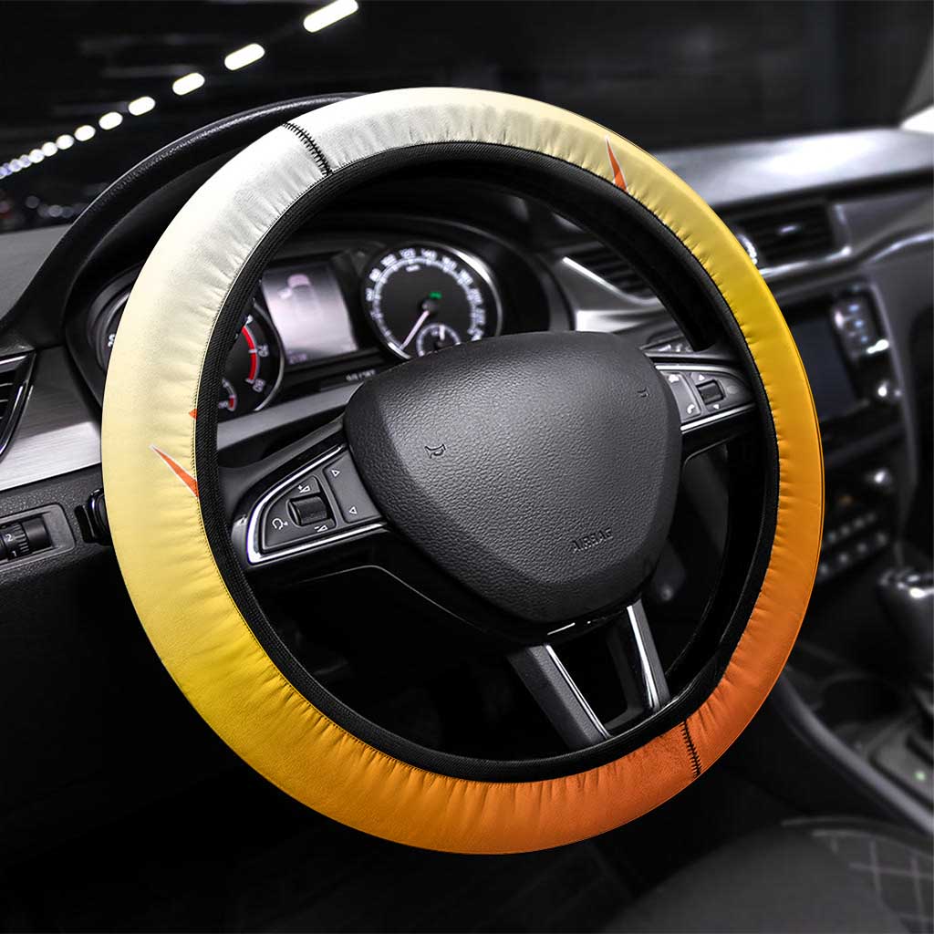 Bhutan Mandala Emblem Steering Wheel Cover with Monastic Orange and Spiritual Harmony