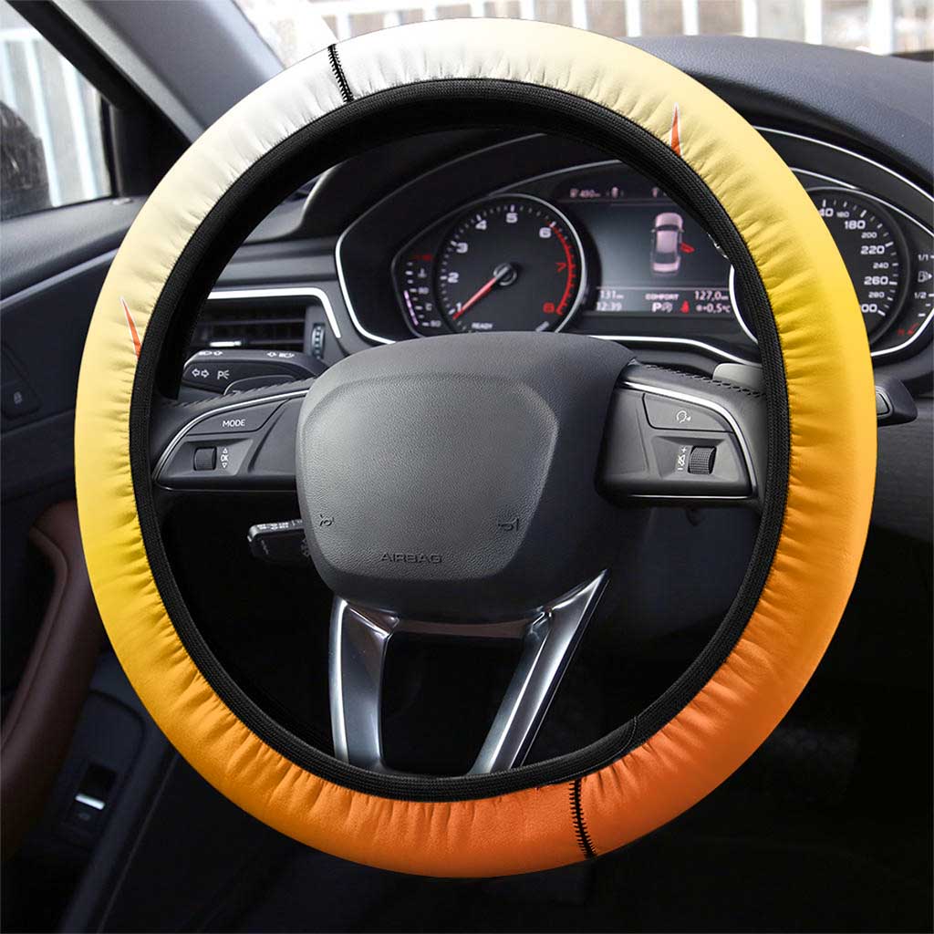 Bhutan Mandala Emblem Steering Wheel Cover with Monastic Orange and Spiritual Harmony