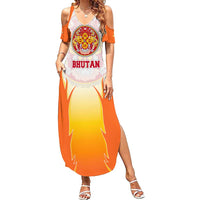 Bhutan Mandala Emblem Summer Maxi Dress with Monastic Orange and Spiritual Harmony