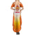 Bhutan Mandala Emblem Summer Maxi Dress with Monastic Orange and Spiritual Harmony