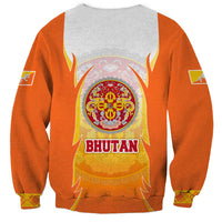 Bhutan Mandala Emblem Sweatshirt with Monastic Orange and Spiritual Harmony