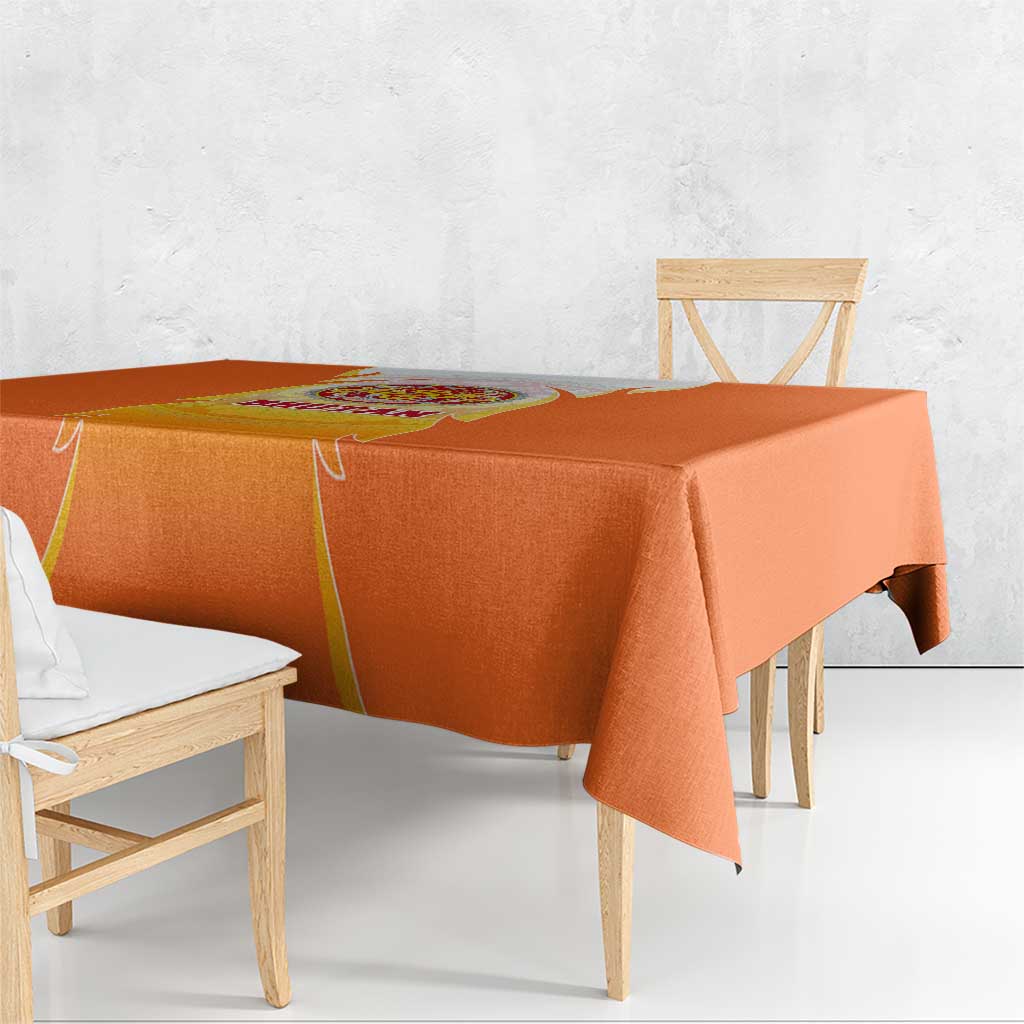 Bhutan Mandala Emblem Tablecloth with Monastic Orange and Spiritual Harmony