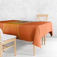 Bhutan Mandala Emblem Tablecloth with Monastic Orange and Spiritual Harmony