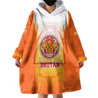 Bhutan Mandala Emblem Wearable Blanket Hoodie with Monastic Orange and Spiritual Harmony