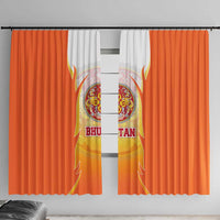 Bhutan Mandala Emblem Window Curtain with Monastic Orange and Spiritual Harmony
