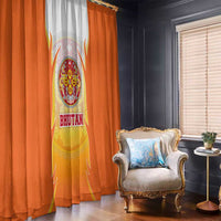 Bhutan Mandala Emblem Window Curtain with Monastic Orange and Spiritual Harmony