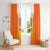 Bhutan Mandala Emblem Window Curtain with Monastic Orange and Spiritual Harmony