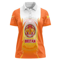Bhutan Mandala Emblem Women Polo Shirt with Monastic Orange and Spiritual Harmony