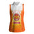 Bhutan Mandala Emblem Women Sleeveless Polo Shirt with Monastic Orange and Spiritual Harmony