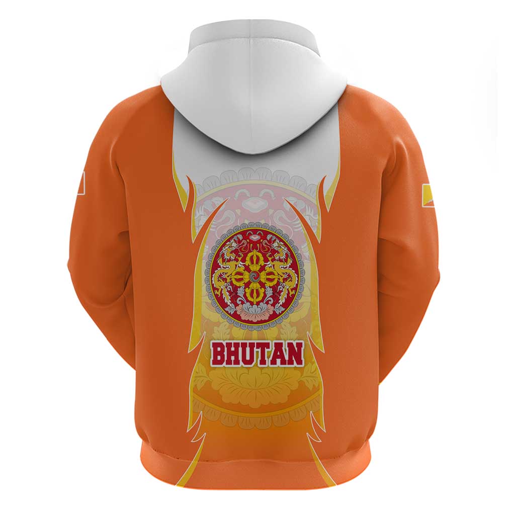 Bhutan Mandala Emblem Zip Hoodie with Monastic Orange and Spiritual Harmony