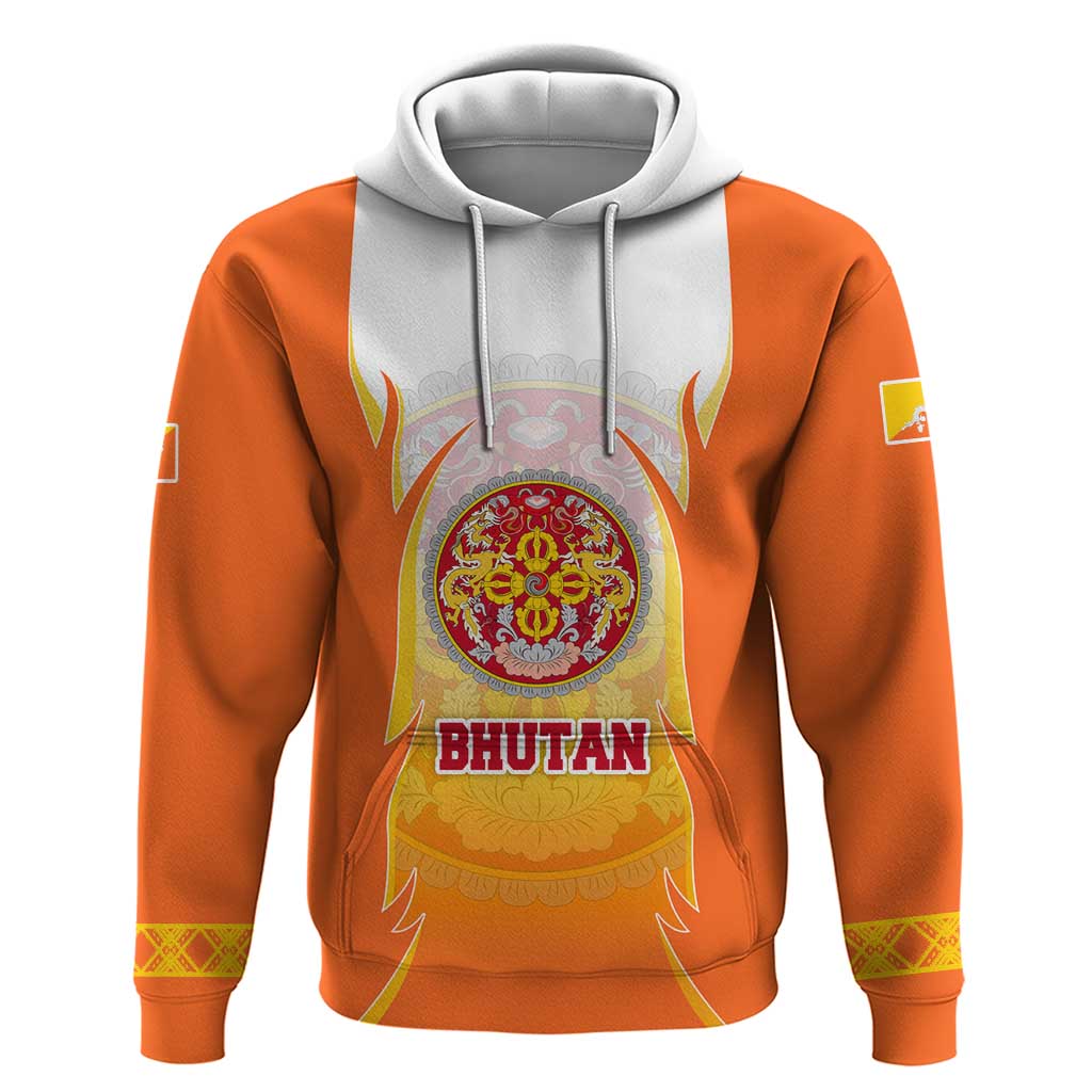 Bhutan Mandala Emblem Zip Hoodie with Monastic Orange and Spiritual Harmony