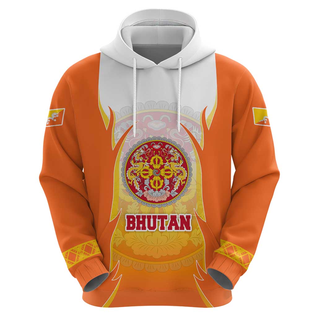 Bhutan Mandala Emblem Zip Hoodie with Monastic Orange and Spiritual Harmony