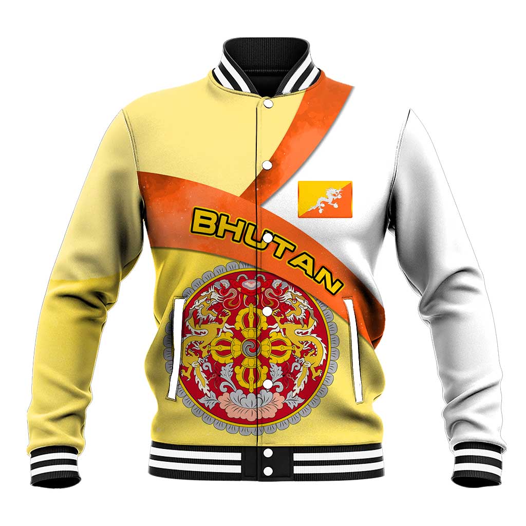 Bhutan Mandala Heritage Baseball Jacket with National Flag Colors