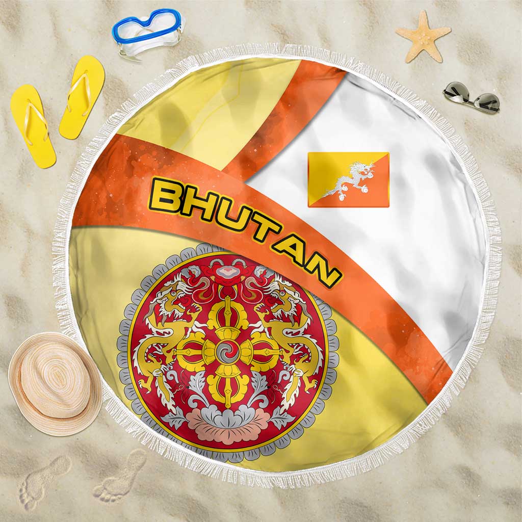 Bhutan Mandala Heritage Beach Blanket with National Flag Colors