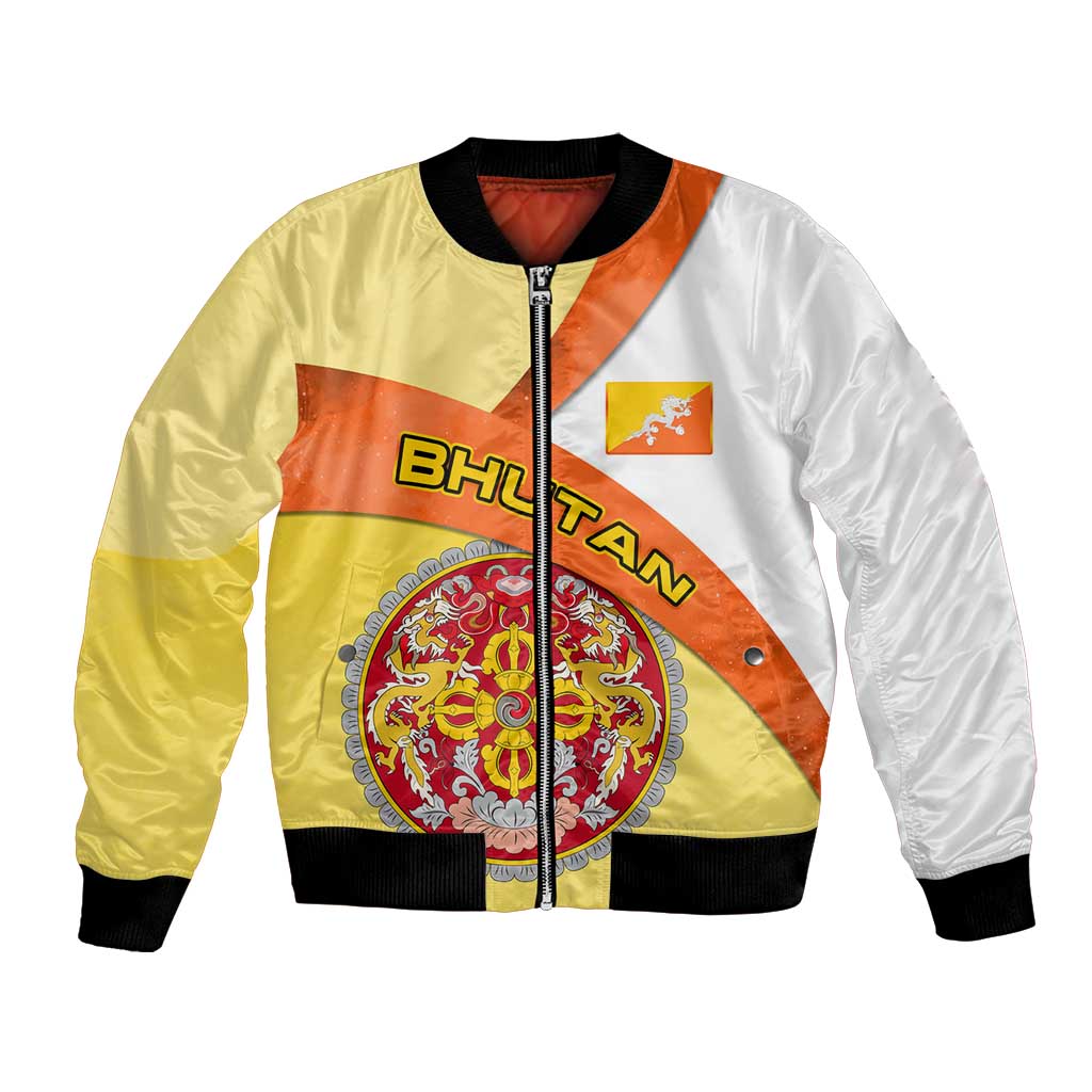 Bhutan Mandala Heritage Bomber Jacket with National Flag Colors