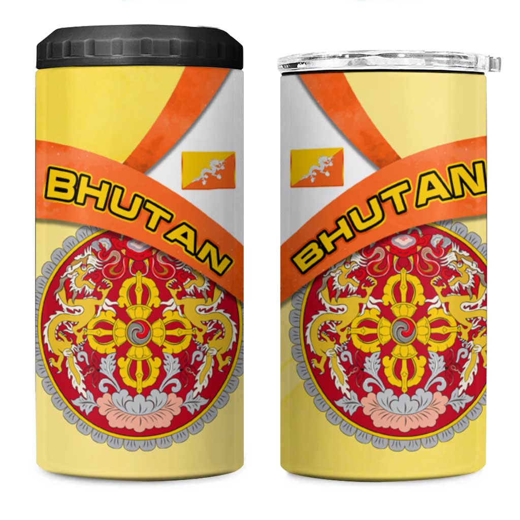 Bhutan Mandala Heritage 4 in 1 Can Cooler Tumbler with National Flag Colors
