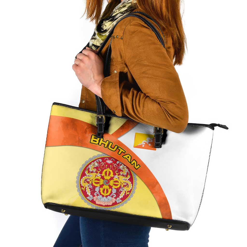 Bhutan Mandala Heritage Leather Tote Bag with National Flag Colors