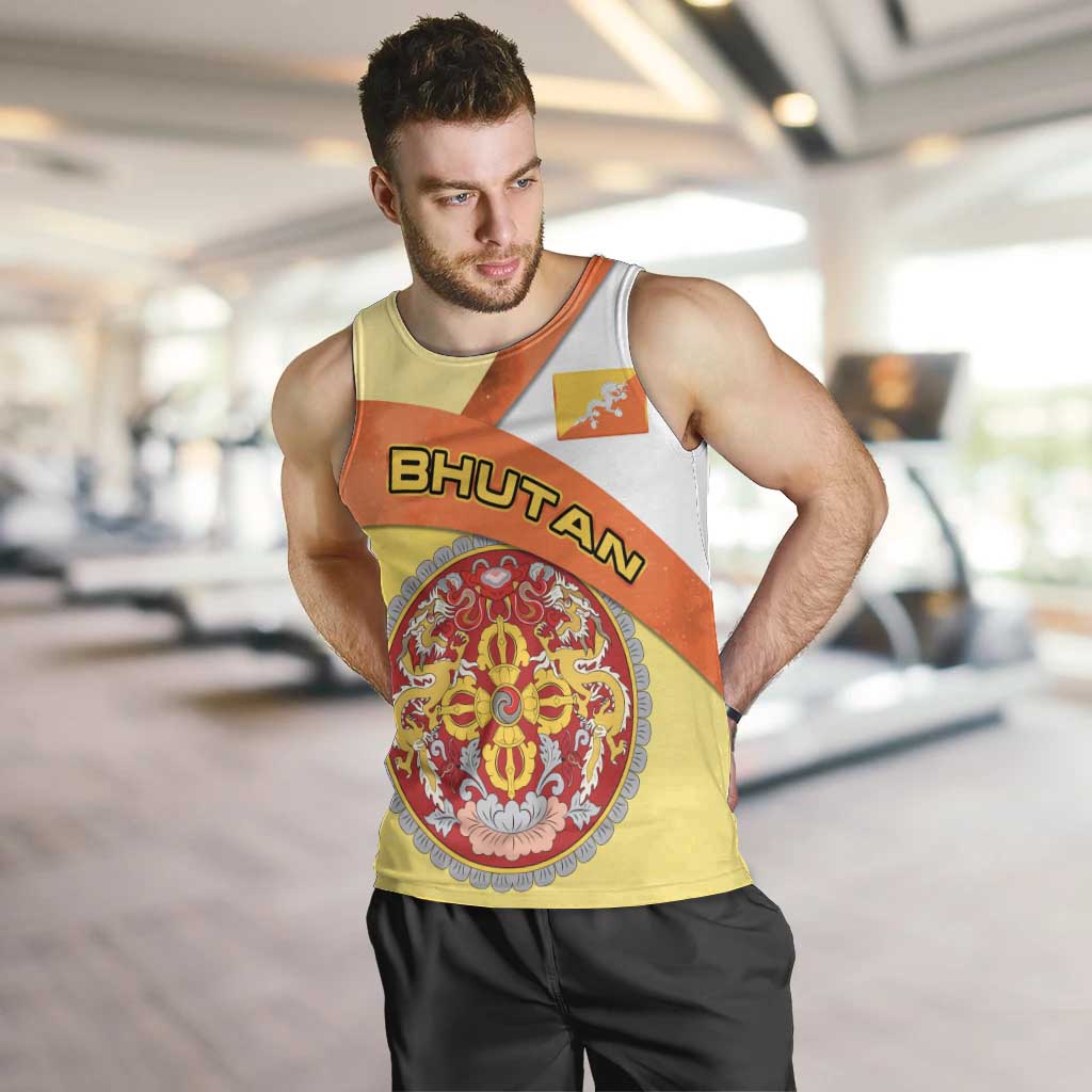 Bhutan Mandala Heritage Men Tank Top with National Flag Colors