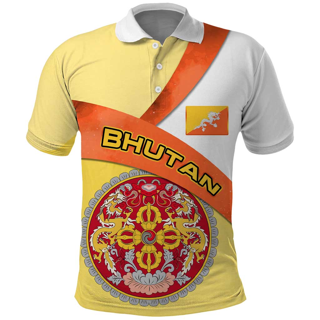 Bhutan Mandala Heritage Polo Shirt with National Flag Colors