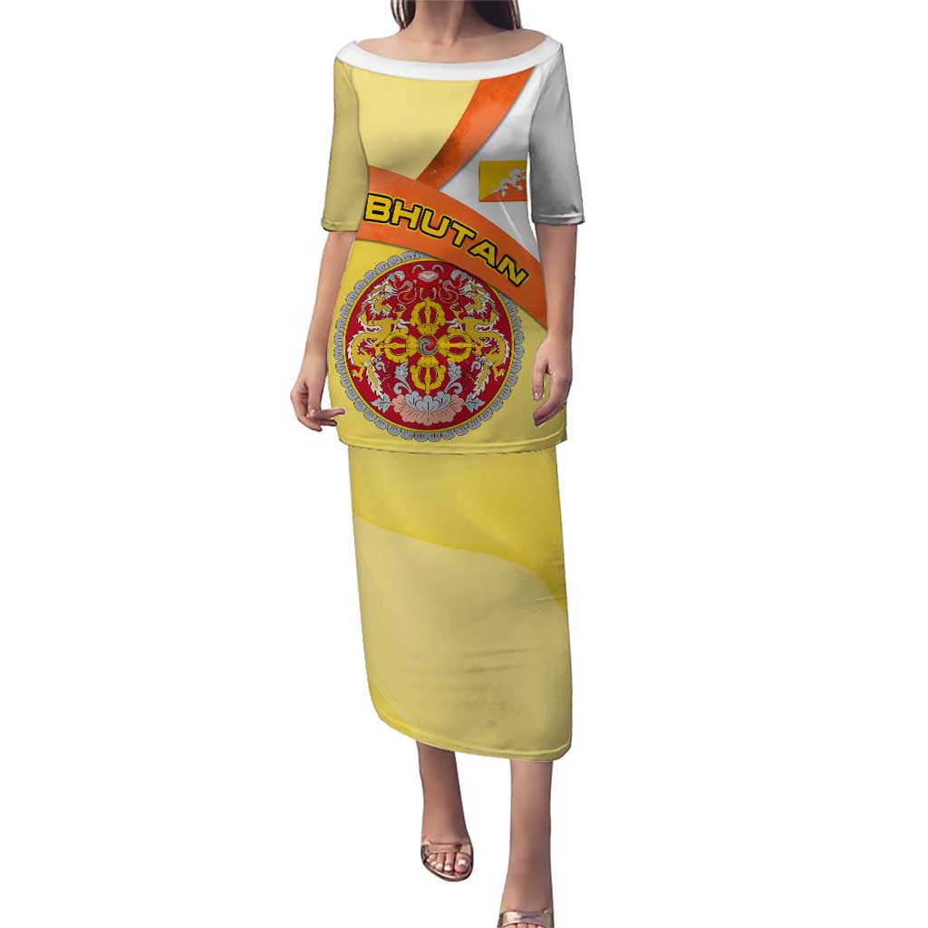 Bhutan Mandala Heritage Puletasi with National Flag Colors