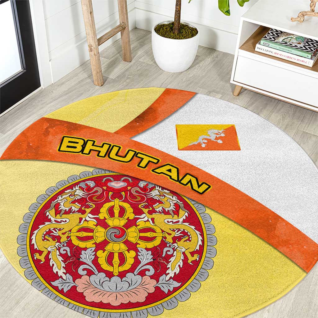 Bhutan Mandala Heritage Round Carpet with National Flag Colors