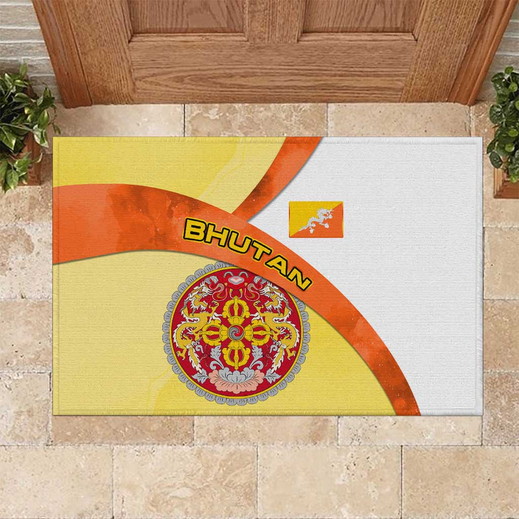 Bhutan Mandala Heritage Rubber Doormat with National Flag Colors