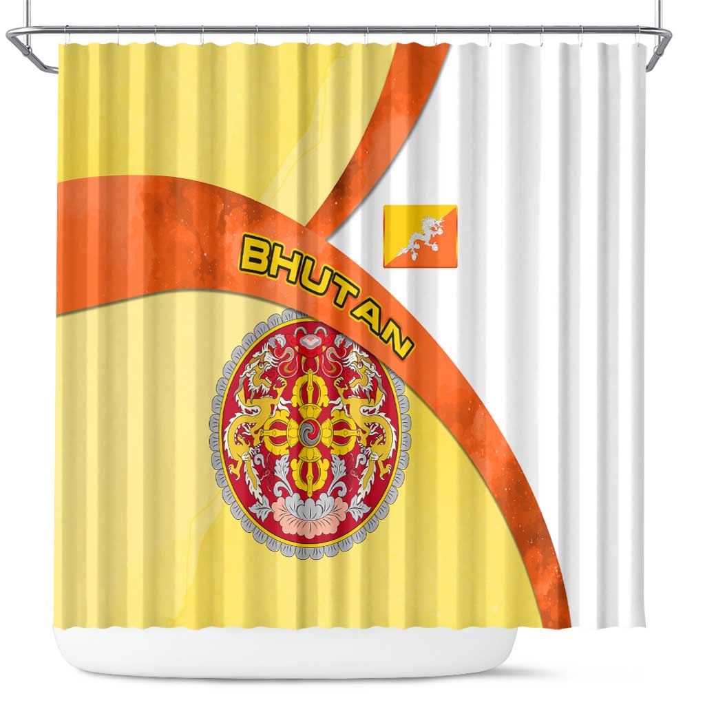 Bhutan Mandala Heritage Shower Curtain with National Flag Colors