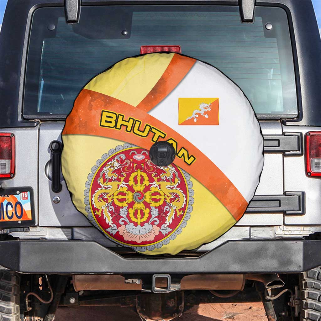 Bhutan Mandala Heritage Spare Tire Cover with National Flag Colors